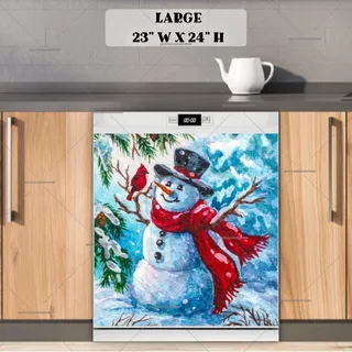 Preview of Cute Snowman and a Cardinal #1 magnet in Large size.