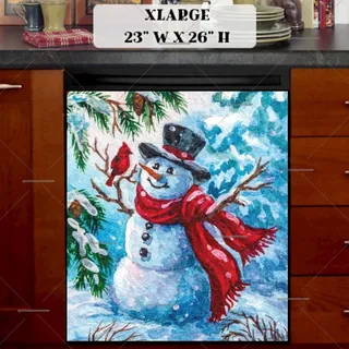 Preview of Cute Snowman and a Cardinal #1 magnet in Extra Large size.