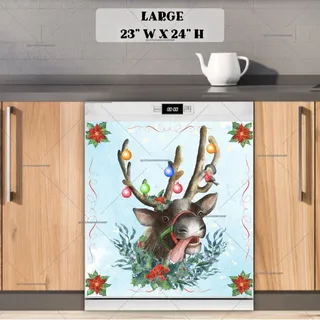 Preview of Cute Christmas Reindeer magnet in Large size.