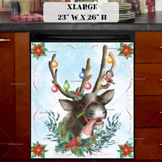 Preview of Cute Christmas Reindeer magnet in Extra Large size.