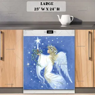 Preview of Christmas Angel with a Candle magnet in Large size.