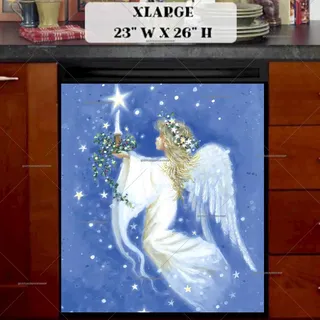 Preview of Christmas Angel with a Candle magnet in Extra Large size.