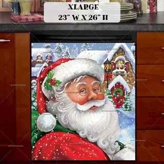 Preview of Santa and Christmas Village magnet in Extra Large size.