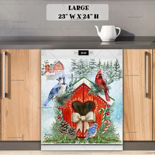 Preview of Winter Birds and Birdhouse magnet in Large size.