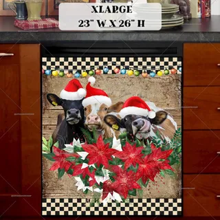 Preview of Christmas Cow Trio magnet in Extra Large size.