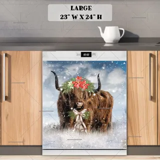 Preview of Festive Highland Cow magnet in Large size.