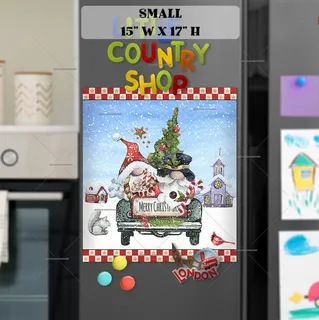 Preview of Cute Gnomes in the Christmas Truck magnet in Small size.