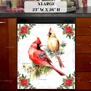 Preview of Christmas Cardinal Couple magnet in Extra Large size.