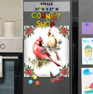 Preview of Christmas Cardinal Couple magnet in Small size.