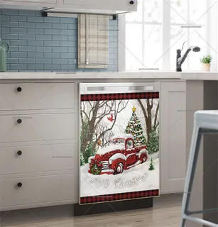 Preview of Red Christmas Car in the Snow magnet.