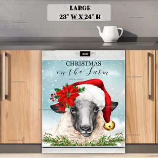 Preview of Farmhouse Sheep in Santa Hat magnet in Large size.