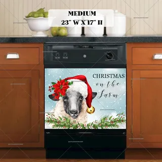 Preview of Farmhouse Sheep in Santa Hat magnet in Medium size.