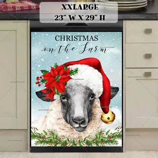 Preview of Farmhouse Sheep in Santa Hat magnet in XX Large size.