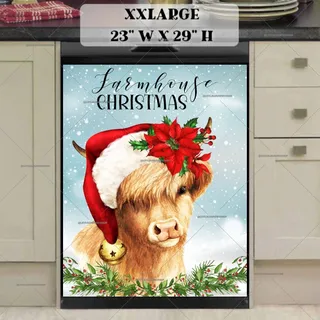 Preview of Farmhouse Cow Girl in Santa Hat magnet in XX Large size.