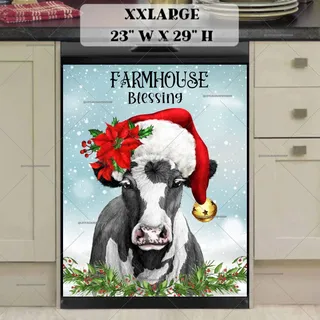 Preview of Farmhouse Cow in Santa Hat magnet in XX Large size.