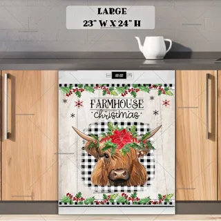 Preview of Farmhouse Christmas Cow magnet in Large size.