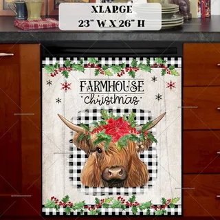 Preview of Farmhouse Christmas Cow magnet in Extra Large size.