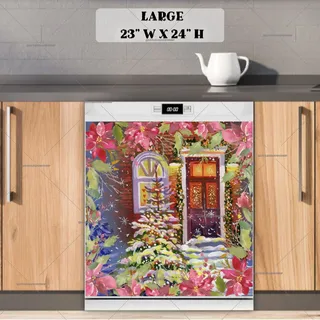Preview of Decorated Christmas Cottage magnet in Large size.