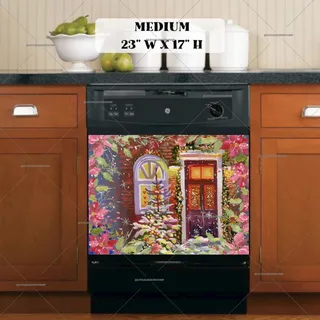Preview of Decorated Christmas Cottage magnet in Medium size.