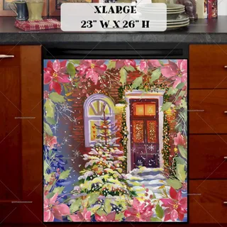 Preview of Decorated Christmas Cottage magnet in Extra Large size.