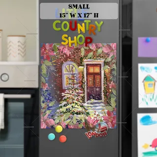 Preview of Decorated Christmas Cottage magnet in Small size.