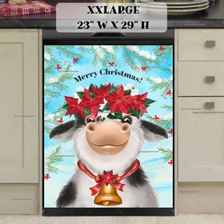 Preview of Cow with Christmas Flowers magnet in XX Large size.