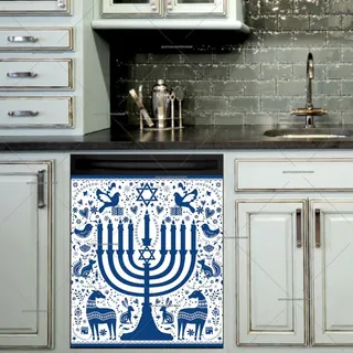 Preview of Happy Hanukkah Folk Pattern magnet.