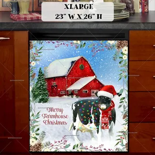 Preview of Festive Farmhouse Cow magnet in Extra Large size.