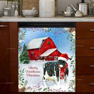 Preview of Festive Farmhouse Cow magnet.