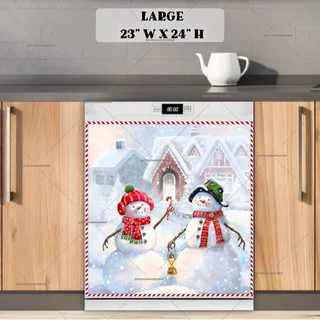 Preview of Snowman Couple with Candy Cane magnet in Large size.