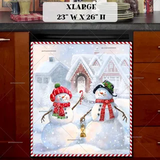 Preview of Snowman Couple with Candy Cane magnet in Extra Large size.