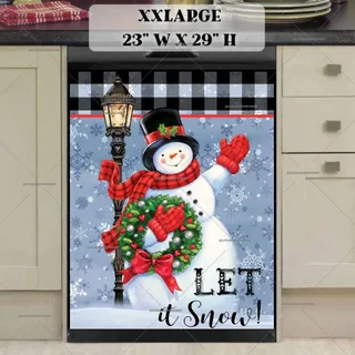 Preview of Cute Snowman with a Wreath magnet in XX Large size.