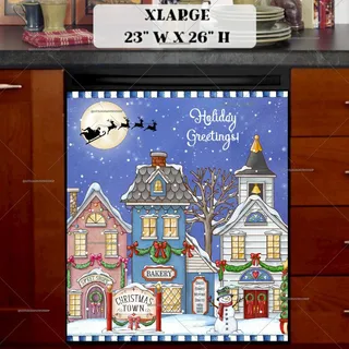 Preview of Cute Christmas Town magnet in Extra Large size.