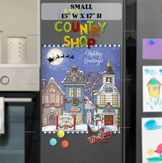 Preview of Cute Christmas Town magnet in Small size.