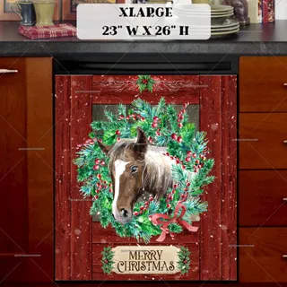 Preview of Horse with a Wreath in a Barn magnet in Extra Large size.