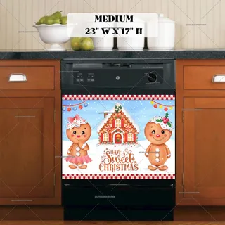 Preview of Sweet Christmas Gingerbread Couple magnet in Medium size.