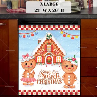 Preview of Sweet Christmas Gingerbread Couple magnet in Extra Large size.