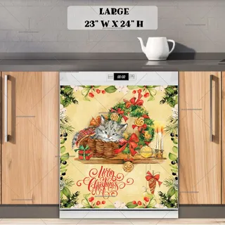 Preview of Cute Christmas Kitten and Wreath magnet in Large size.