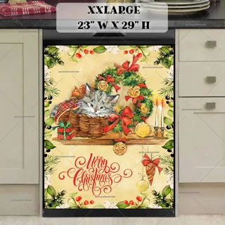 Preview of Cute Christmas Kitten and Wreath magnet in XX Large size.