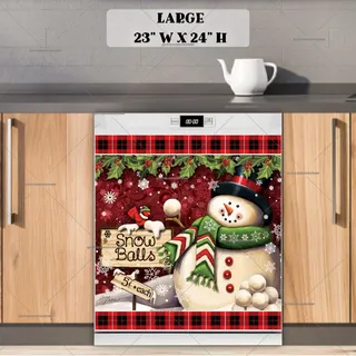 Preview of Snowman with a Sign and Cardinal magnet in Large size.