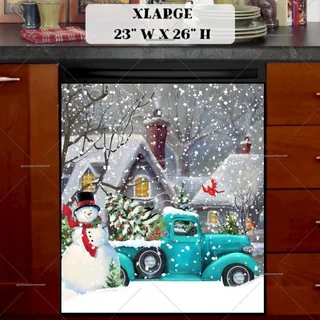 Preview of Heirloom Pickup Truck with Snowman magnet in Extra Large size.