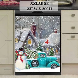 Preview of Heirloom Pickup Truck with Snowman magnet in XX Large size.