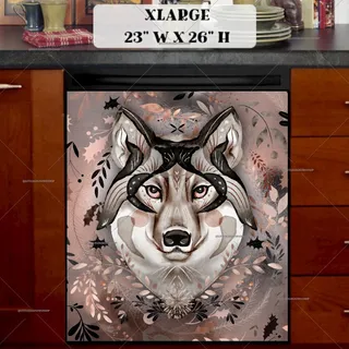 Preview of Beautiful Ethnic Winter Wolf magnet in Extra Large size.