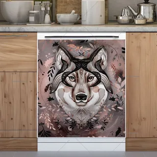 Preview of Beautiful Ethnic Winter Wolf magnet.