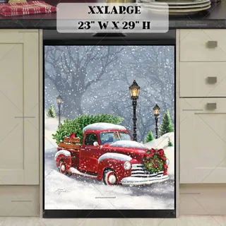 Preview of Red Truck in the Snowfall magnet in XX Large size.