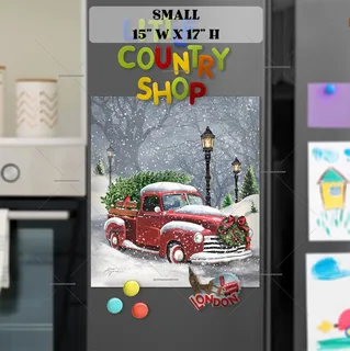 Preview of Red Truck in the Snowfall magnet in Small size.