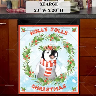 Preview of Holly Jolly Christmas Penguin magnet in Extra Large size.