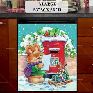 Preview of Cute Christmas Bunny and Friends magnet in Extra Large size.