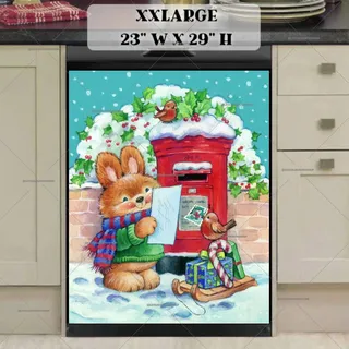 Preview of Cute Christmas Bunny and Friends magnet in XX Large size.