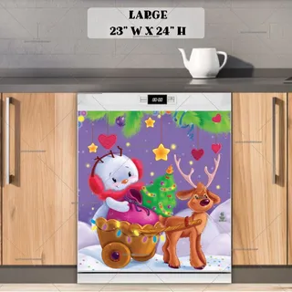 Preview of Christmas Snowman and Reindeer magnet in Large size.